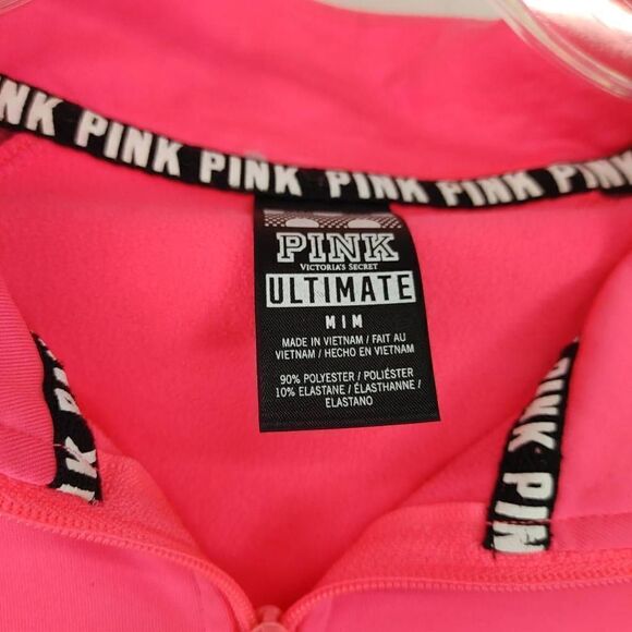Victoria's Secret PINK ULTIMATE Half Zip Up Pink Heathered Spellout Women's Size - Picture 4 of 8